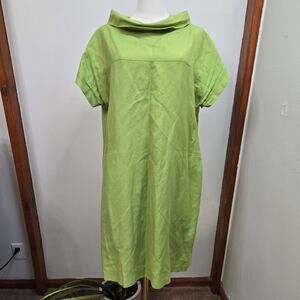 TAHARI ARTHUR S. LEVINE Green Linen Blend Cowl Neck Mini Dress Size 10